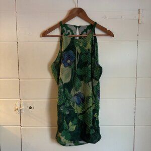Vintage sheer green floral tunic / mini dress / beach coverup 🌿💚